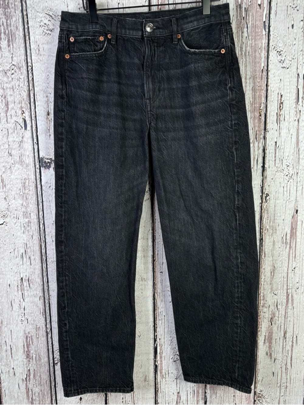 American‎ Eagle Size 8 90s Boyfriend Jeans Black High-Waisted 5-Pocket Denim